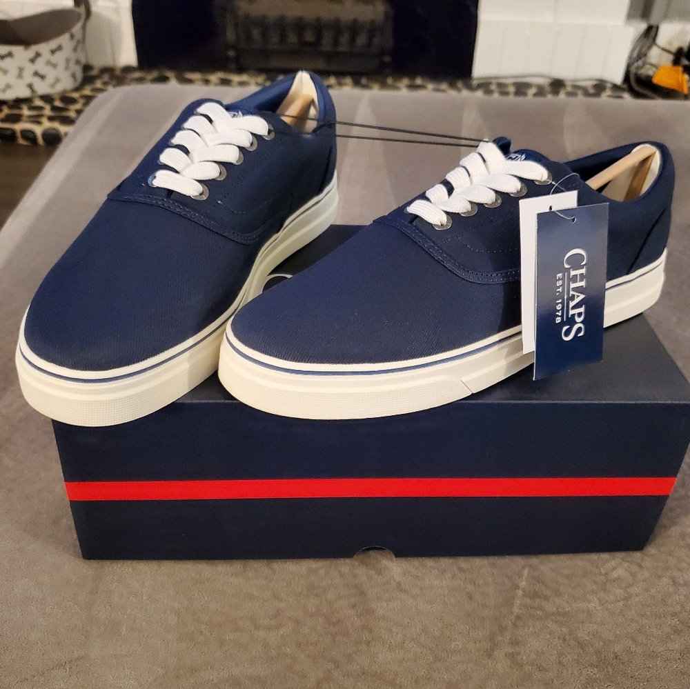 Chaps Canvas Laceup Shoes Size 9 NWT, Blue, Comfort Insoles